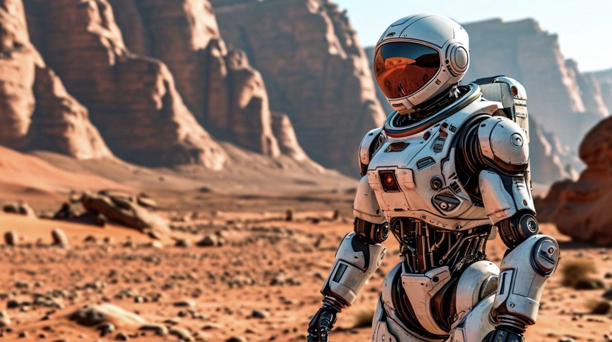 Futuristic astronaut on Mars — ScienceTrace