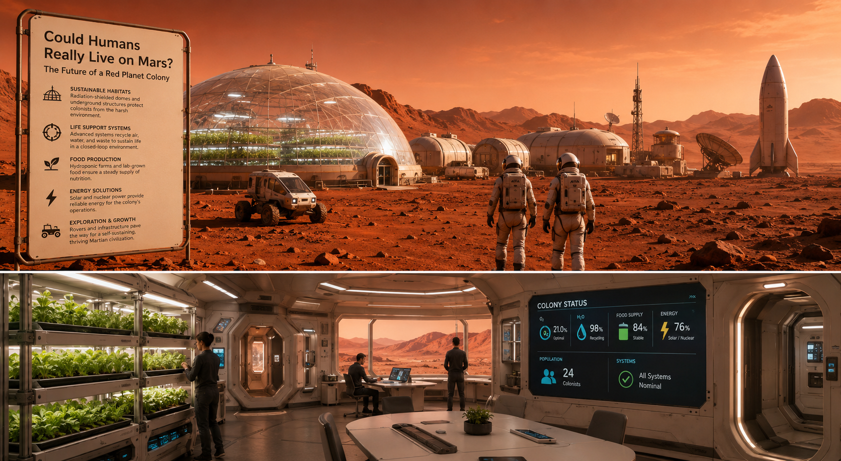 Mars Colony — Life Support, Farming, and Colony Status Systems